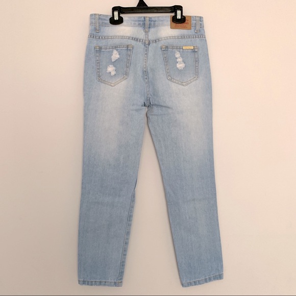 Distressed Streetwear Festival Cotton Boyfriend Jeans Pant in Light Blue (M) - Picture 4 of 5